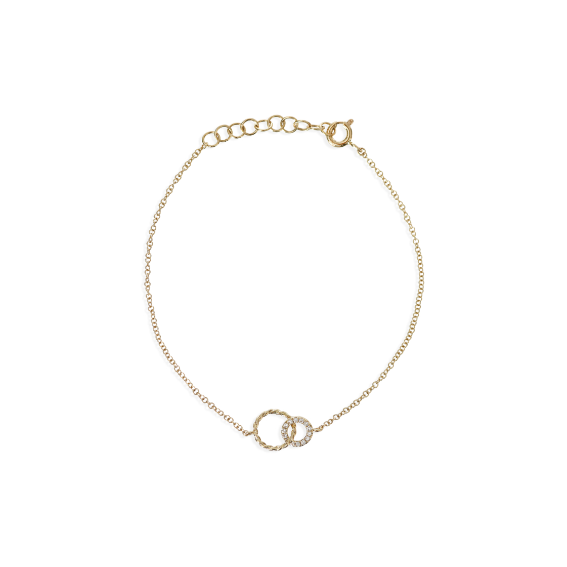 Twisted Gold/Diamond Interlocking Chain Bracelet - Robin Terman